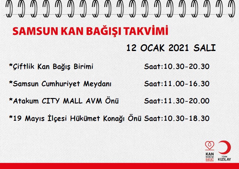 Amasya,Ordu,Samsun ve Tokat illerinde ikamet eden bağışçılarımız aşağıdaki noktalarda  kanver.org/KanHizmetleri/…  randevu sisteminden  randevunuzu alarak siz de Kızılay’a düzenli kan bağışında bulunun, hayat kurtaran kan dostlarımızdan biri olun. #KanDostum