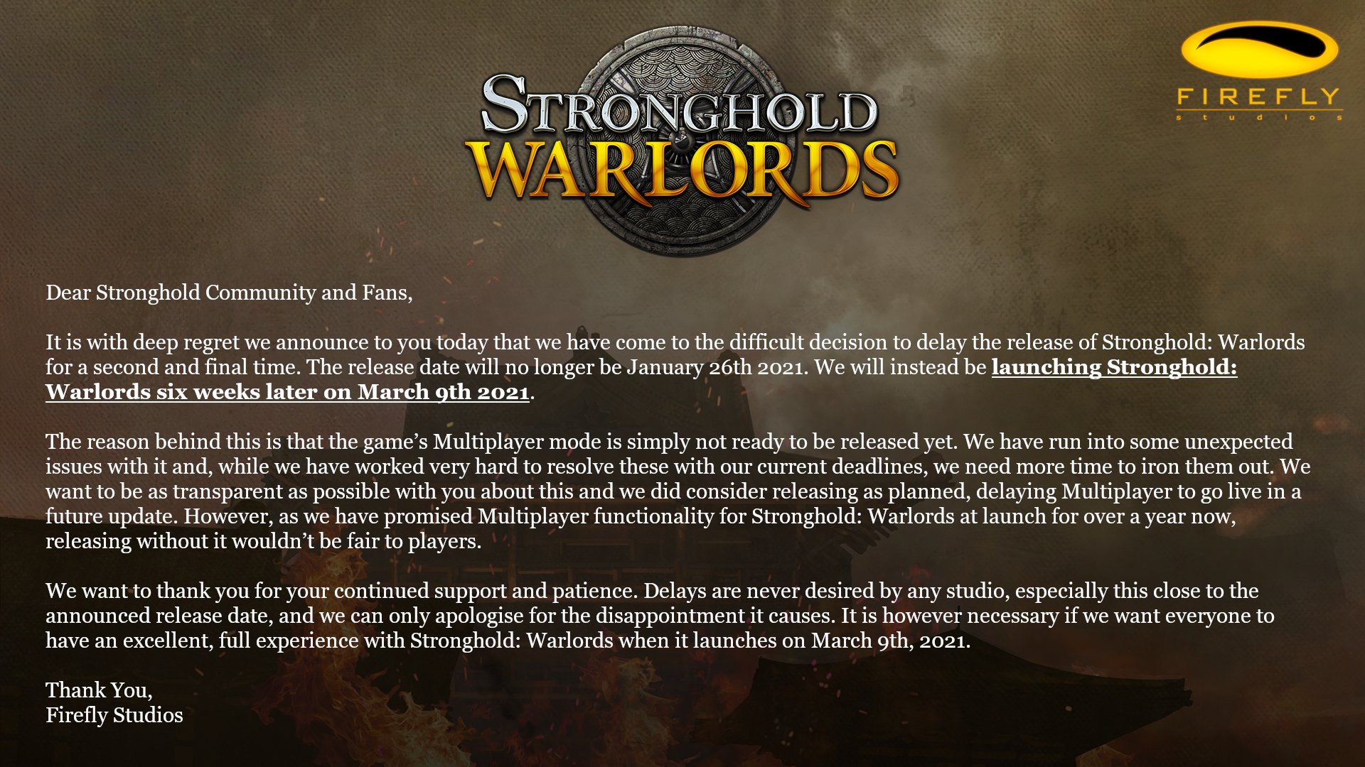 Stronghold Warlords comunicato