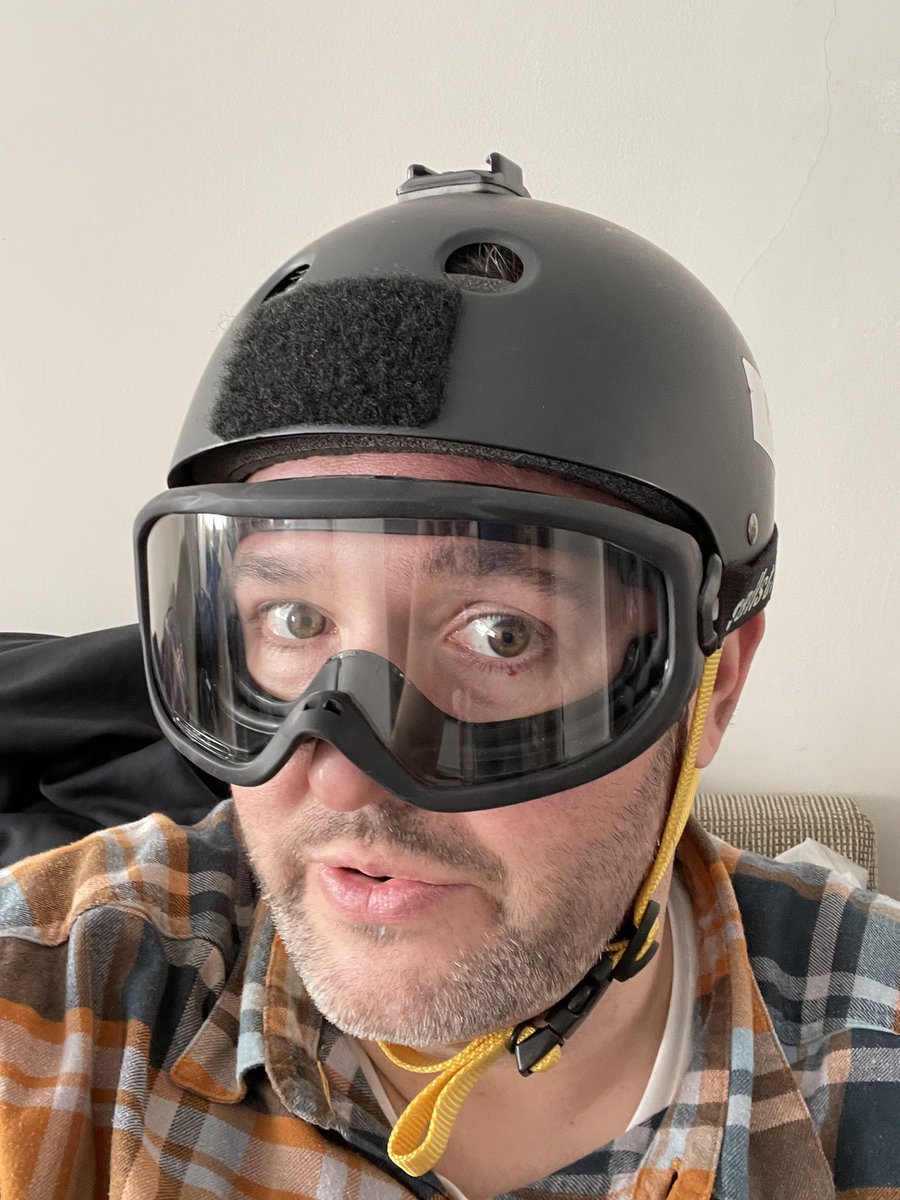 Next is head protection. I have all sorts of helmets but what I find most useful is a simple skateboard helmet. I like the ProTec brand or the similar knock offs available on Amazon. Get a color that doesn’t look like any of the opposition groups! These fit with goggles or mask.