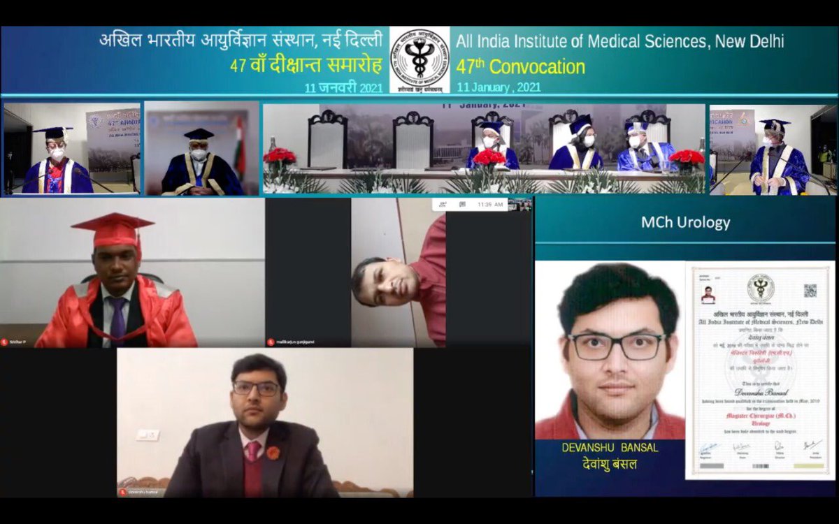DrDevanshuUro's tweet photo. Was exciting to attend even the #virtualConvocation #AiimsConvocation #Convocation2020 today ... officially #MchUrology now ... #UroSoMe ... thank you to my Family, faculty and friends ... https://t.co/OVHkV2RhwK