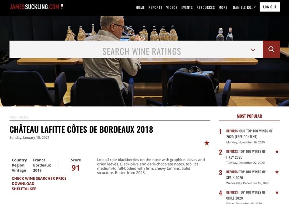 Ch_Lafitte's tweet image. Thank you very much @JamesSuckling  for this 91 points. 😍🔝✅🥳  
#ChâteauLafitte #2018 #91Points #JamesSuckling #WineTasting #TopWine #TopNote #ThankYouVeryMuch 🥰