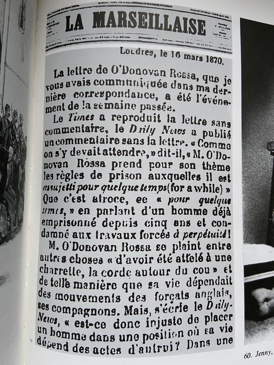 Engels writing about Jenny Marx following her death & highlighting the work she did exposing the treatment of Fenian prisoners - notably O’Donovan Rossa.“The proletariat has lost a valiant fighter.”