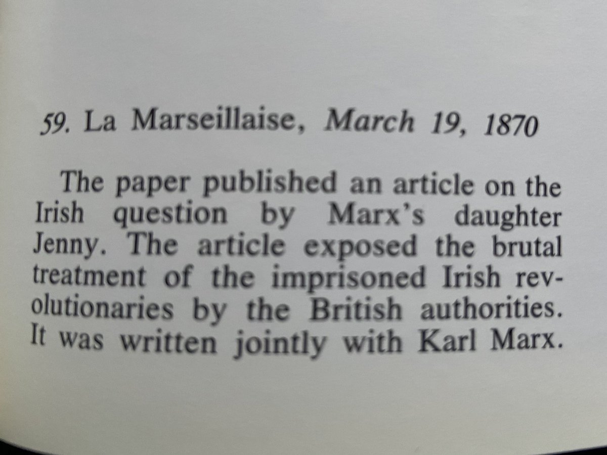 Engels writing about Jenny Marx following her death & highlighting the work she did exposing the treatment of Fenian prisoners - notably O’Donovan Rossa.“The proletariat has lost a valiant fighter.”