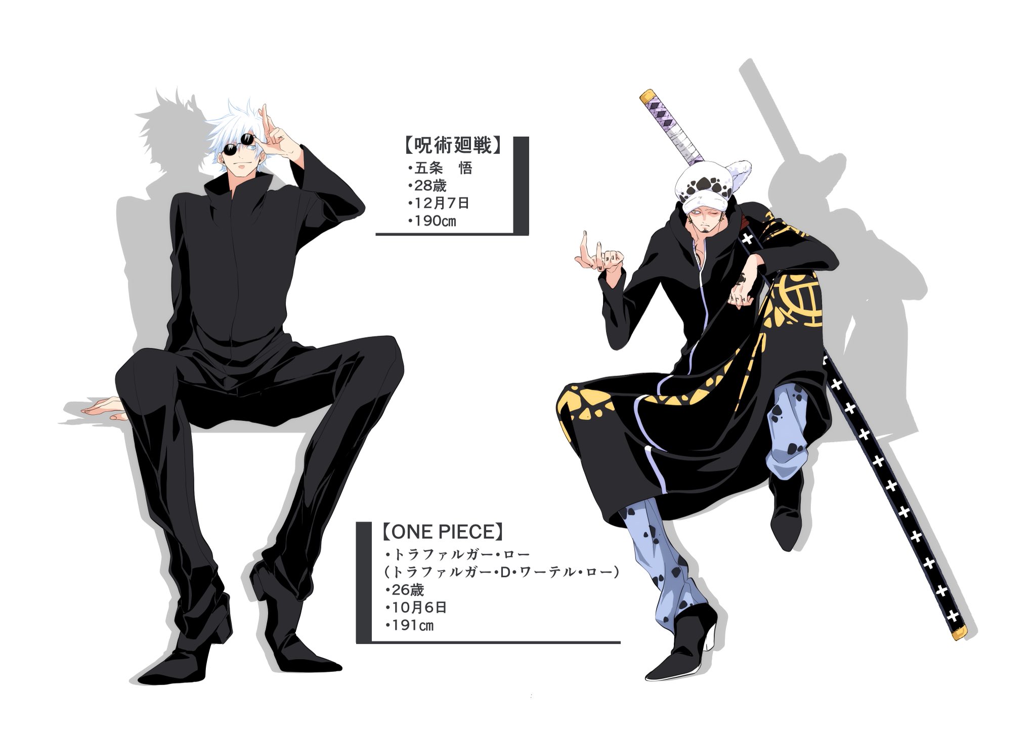 Tome 原稿中 五条 悟 トラファルガー ロー なんとなくで一緒に描いてみた