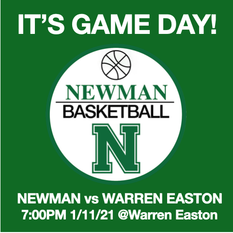 Newman_Bball's tweet photo. GAME DAY ALERT! The Newman Boys Varsity Basketball Team takes on Warren Easton today at 7:00 pm. No tickets will be sold at the door. Please wear your mask &amp; come out &amp; support your Newman Basketball program. Quest for Banner X continues. JV starts at 6. https://t.co/jF5dgRcOvM