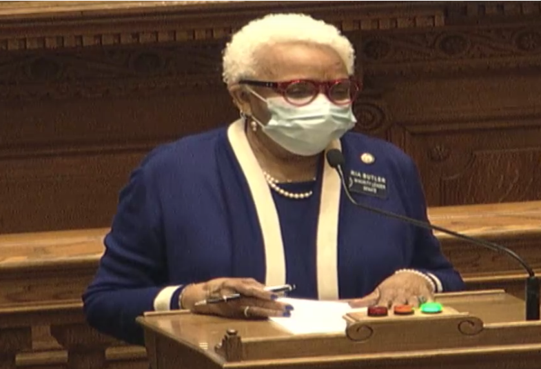 GASenateDems's tweet photo. Minority Leader @SenGloriaButler takes the well on the first day of the 2021 session: "We have an opportunity to show the people of this state that we have not forgotten who we are here to serve...Let the work begin. Let's get it done." #gapol https://t.co/4KKyAMQUPx