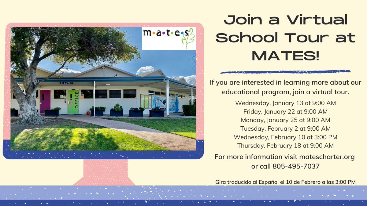 MATESCharter's tweet photo. MATES Open Enrollment begins today!  Join us for one of our virtual tours.  #openenrollment #MATES #BlueRibbonSchool #ExemplaryArts #Distinguished https://t.co/6OOuqjKOCS