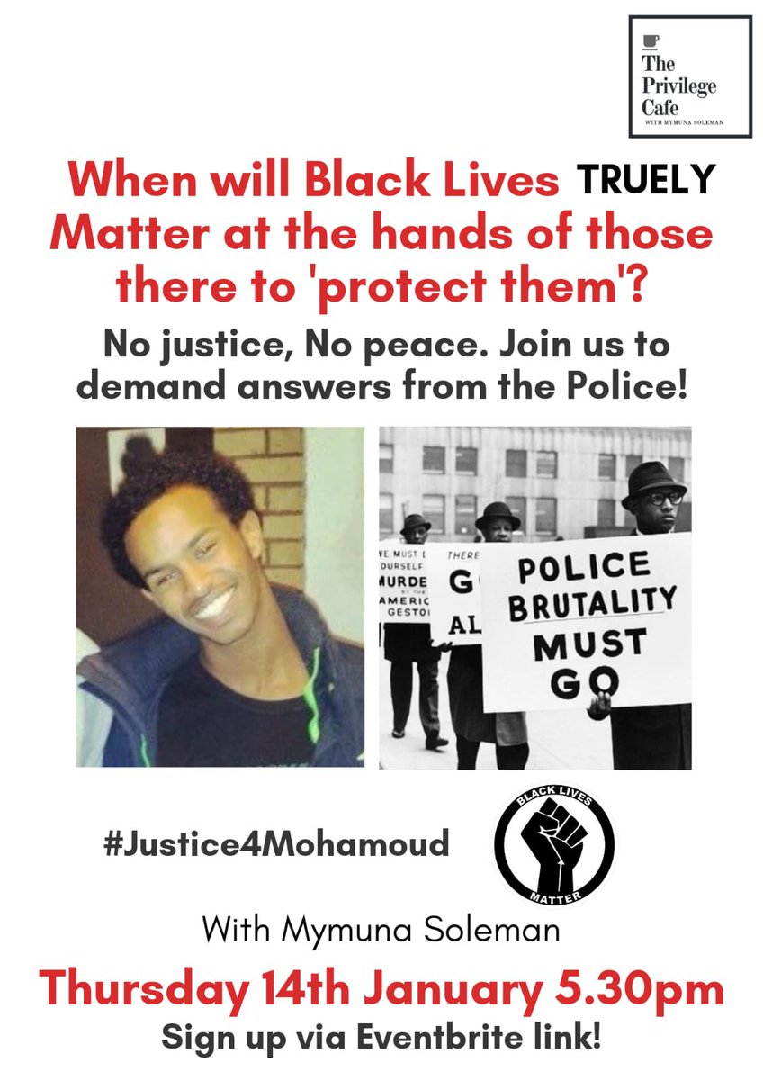 🔈ANNOUNCEMENT 🔈

🔸Change of topic at this weeks cafe after the devastating news of the death of Mohamoud Mohammed Hassan in Cardiff. 

🔸Please sign up to the cafe via this link 👉🏾eventbrite.co.uk/e/privilege-in…

🔸We demand answers from <a href="/swpolice/">South Wales Police</a> 
#Justice4Mohamud✊🏾

Please share/RT