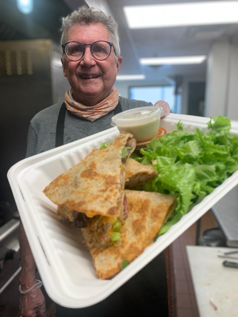 YYCBarbecue's tweet photo. Come and get it! 
Our pulled pork quesadilla is filled with cheddar cheese, jack cheese, green onions, diced jalapeños and of course our slow roasted pulled pork. https://t.co/GCqOYoWpME