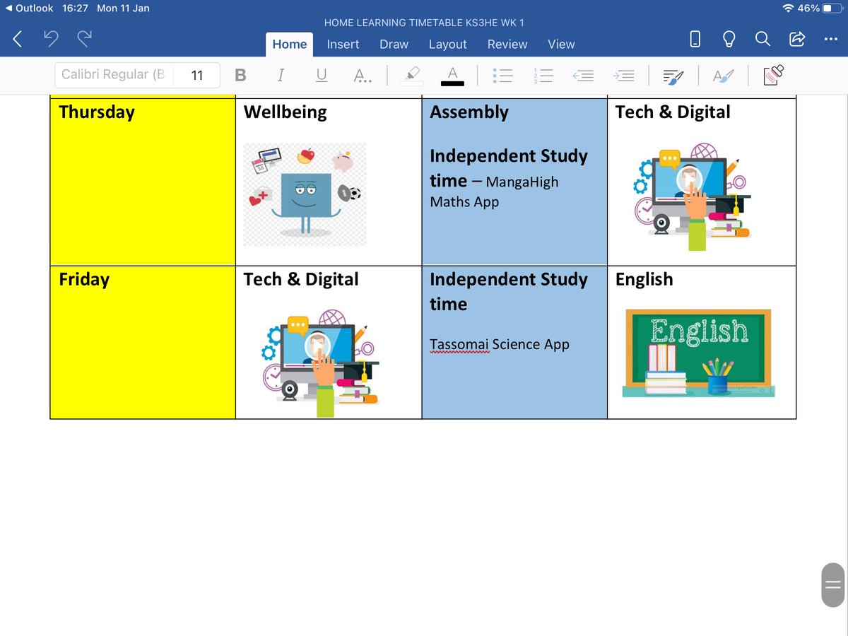 KS3HE Home Learning timetable for this week.