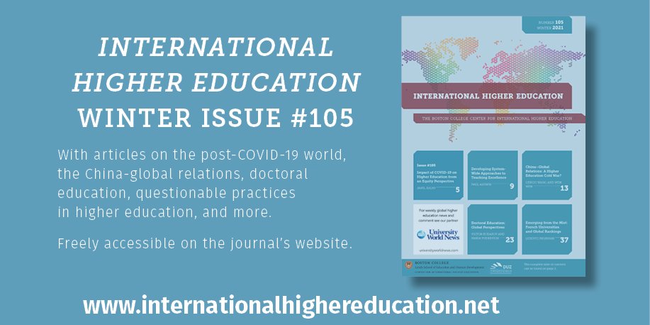 BC_CIHE's tweet photo. 🥳 International Higher Education Winter Issue #105 is out now!

🌎 Nearly 20 articles on topics from post-Covid higher education to doctoral education global reconsideration

🔗 Check it out now, for free: https://t.co/YpYZES3Wn3 https://t.co/xaESwtdEZI