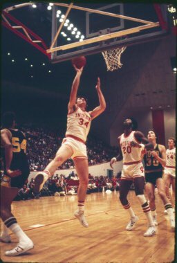 IUArtifacts's tweet photo. ON THIS DAY-1975: the infamous “hamburger game”.  Thanks to Indiana’s resounding 102-49 win over Iowa, a Bloomington McDonald’s promo rewards fans with free burgers and after the game with their ticket stubs. Quinn Buckner would lead IU with 16 pts. #iubb @IndianaMBB https://t.co/lckpFXcvAn