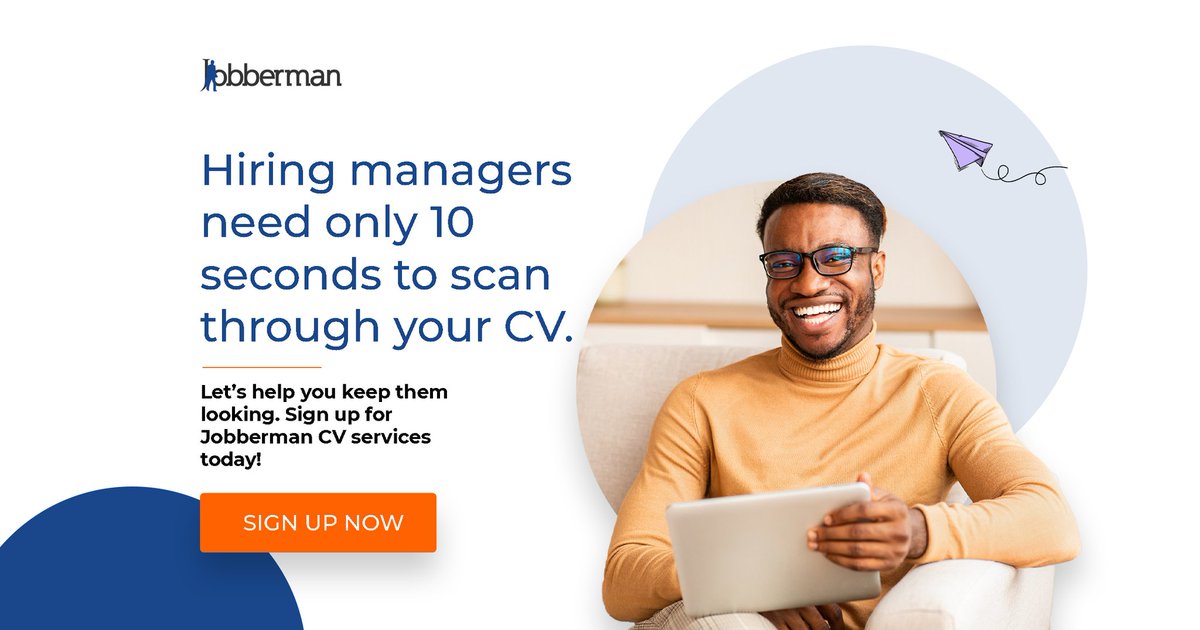 Jobbermandotcom's tweet photo. #SeizeYourNextOpportunity with a CV hiring managers have no other choice but to find irresistible ๐
Visit https://t.co/LUlYvcbBza to learn more about Jobberman CV Services.
#CVrewrite #cvservices #jobberman https://t.co/QjqqniDWPY