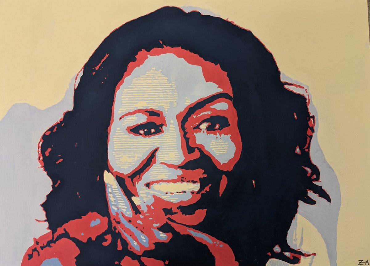 WWHSMediaCenter's tweet photo. One of our talented students painted this gorgeous portrait @MichelleObama https://t.co/yI0cANGMGd