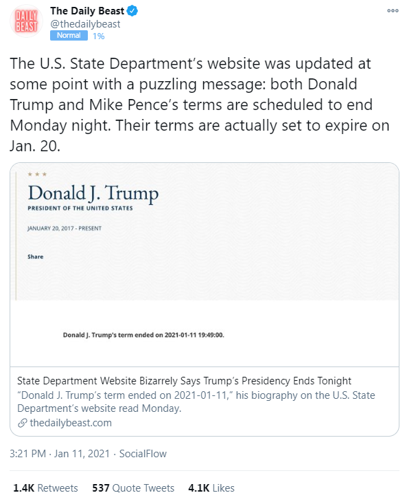 CRA1G's tweet photo. Holy crap, guys...did Trump resign? #TrumpInsurrection #TrumpResignation https://t.co/uvgtYxdOnG