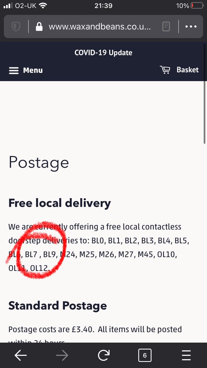mumbers's tweet image. Hi, @waxandbeans, am I missing something or do you really offer free local doorstep deliveries to all BL postcode regions apart from mine: BL8? 😢🤷🏻‍♂️