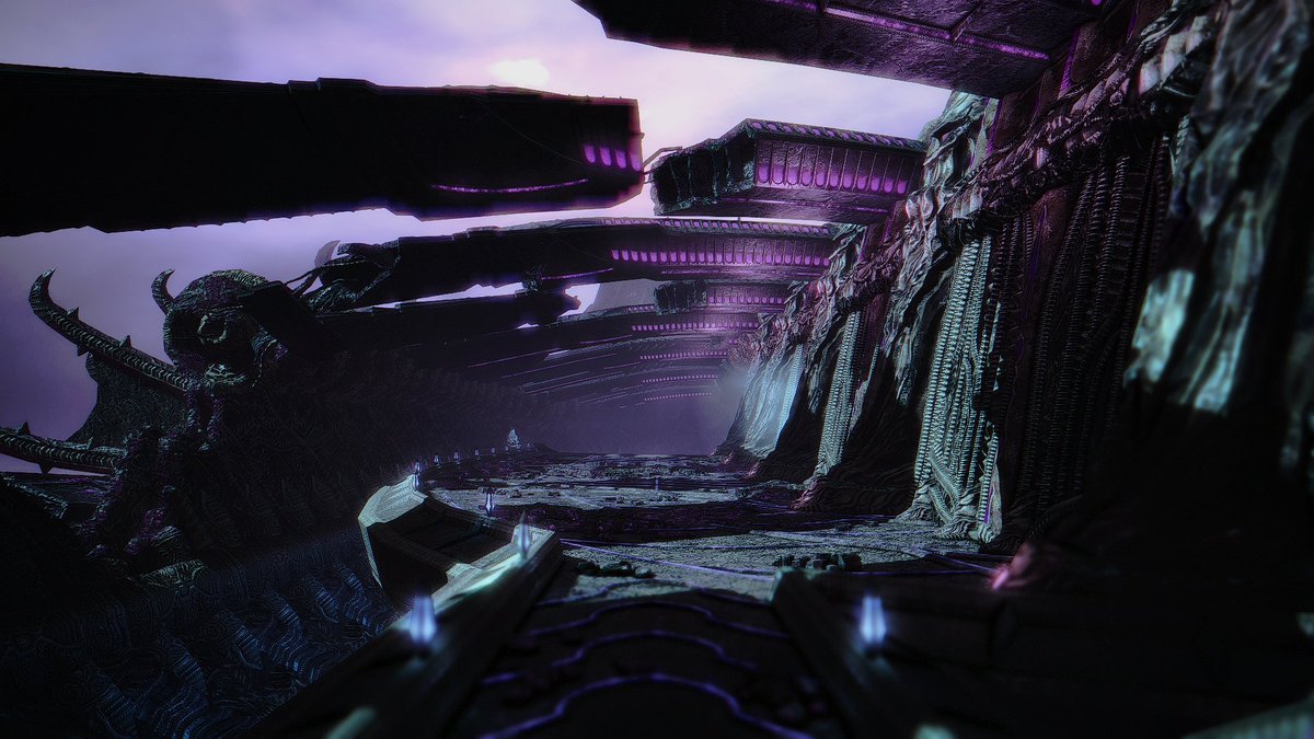 the void ark is an odd thing. it's architecture and motifs remind me of manta rays - huge, riblike structures make up much of the top open deck areas, and also happens to be the first boss. the lightning really makes the atmosphere (and is impossible to get a good shot of LOL)