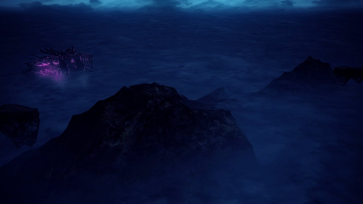 I did take a little bit of time to hunt down the Void Ark in the wild. This is as close as you can get to it in both the Sea of Clouds and the Churning Mists, where it sails ominously through endless clouds.