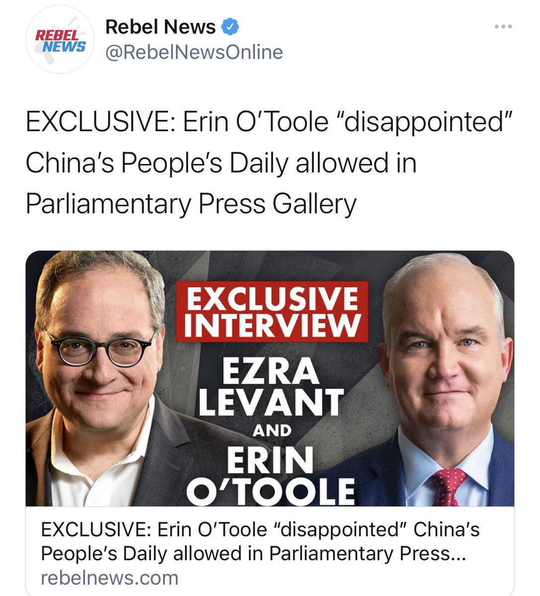 Sadly, some politicians, like Erin O'Toole, fan these flames by engaging with organizations like The Rebel.In 2019, Mr. O'Toole promised that he’d stopped talking with The Rebel since they aren't "a serious news source." I agree! So when did he decide they had become one?