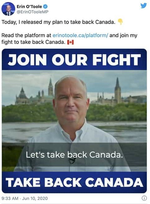 The Conservatives still continue to encourage their supporters to “join our fight” to "take back Canada" and even accused the government of trying to rig elections.Same aggressive, conspiratorial rhetoric as President Trump and his followers.