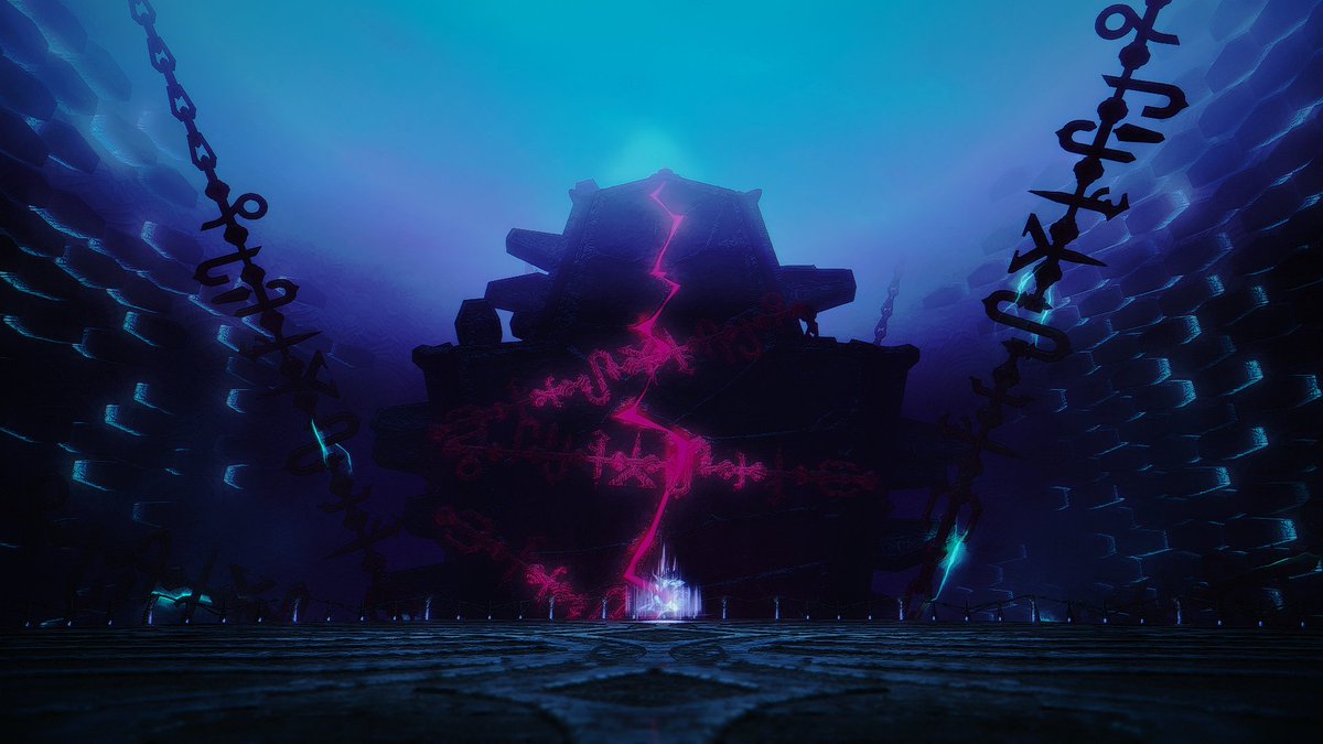 We finally come across the central chamber - a cavernous room containing a huge, bound coffin believed to have initially contained Scathach. When she and the other voidsent broke free, this is the last monument to the voidmages' final moments.