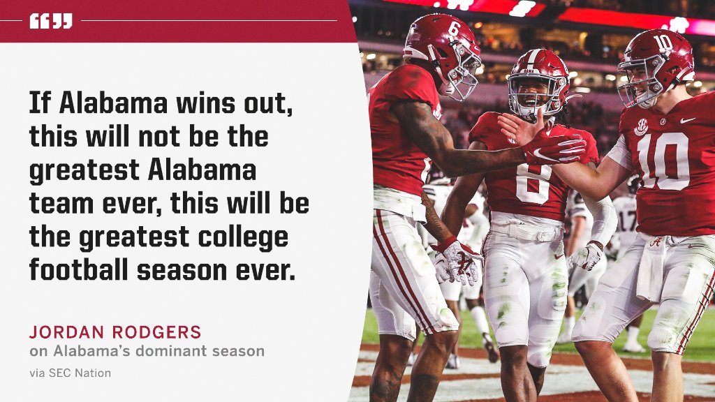 This @AlabamaFTBL team has a chance to become legendary. @JRodgers11 | #SECNation