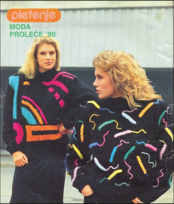 And speaking of knitwear... big funky knits became an Eastern European speciality in the 1980s: the brighter the yarn the more fashion forward the wearer.