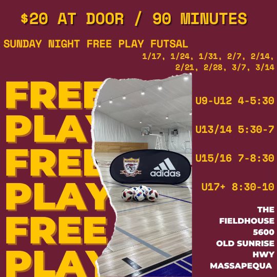 MassapequaSC's tweet photo. Sunday Night Free play at the Field House! https://t.co/a7fj9minbo