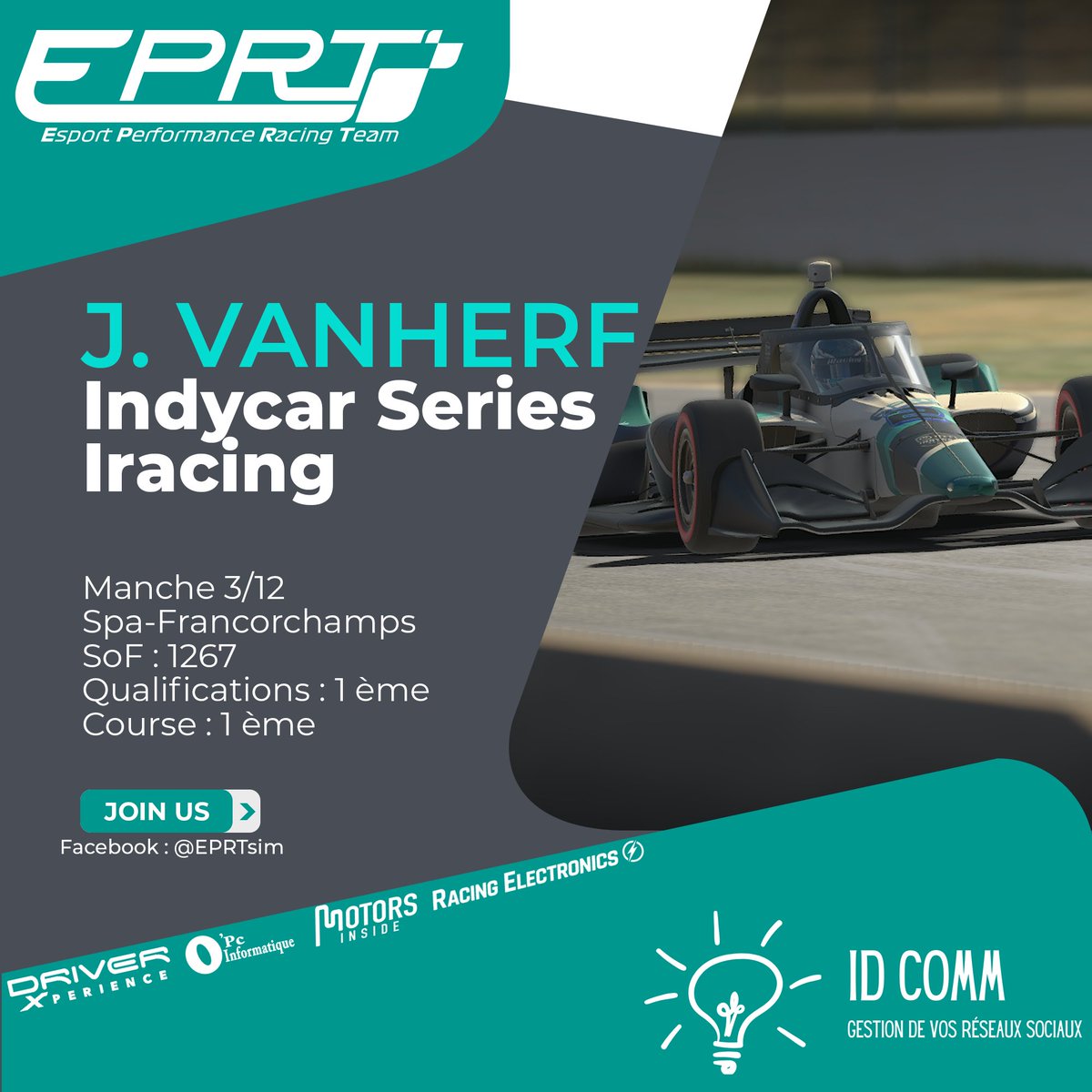 EPRTsim's tweet image. 🏎️ Indycar Series Road - @iRacing 🏎️

👨‍🦱 Julien Vanherf
♣️ SOF : 1267
📍 Spa Francorchamps
🚩 Q1
🏁 P1