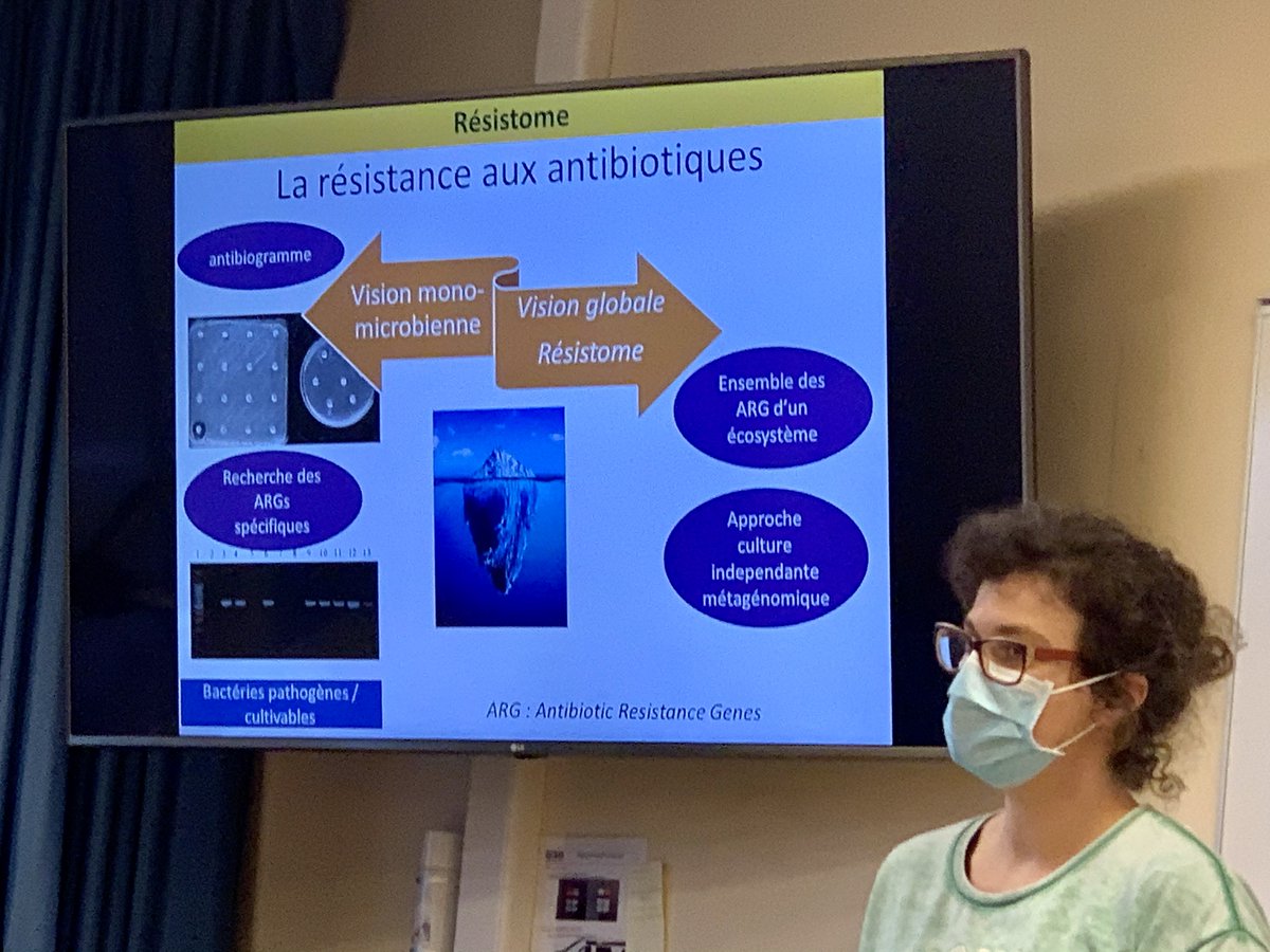<a href="/CBeauruelle/">Clemence Beauruelle</a> presenting her project on the #resistome in the #CysticFibrosis  pulmonary ecosystem. Biobanks are valuable sources of metagenomic data to better understand antimicrobial resistance. #culturomics #metagenomics #AMR