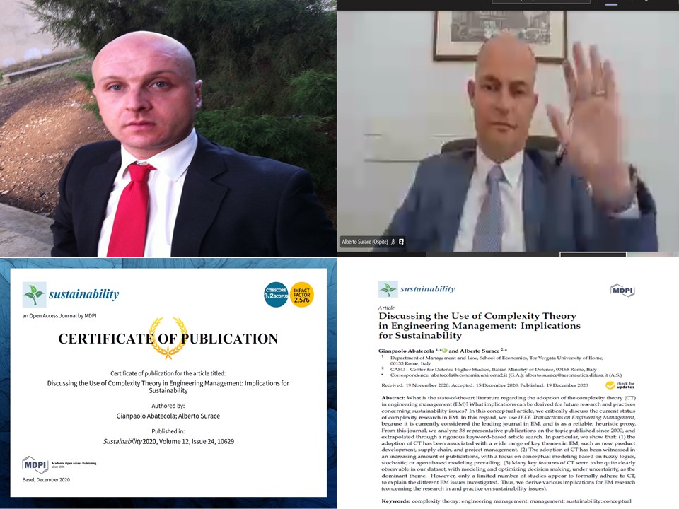 Discussing the Use of Complexity Theory in Engineering Management: Implications for Sustainability.

Happy for this new publication with <a href="/albertosrx/">Alberto Surace</a>!

If interested, full article here:
mdpi.com/2071-1050/12/2… 

<a href="/unitorvergata/">Università di Roma Tor Vergata</a> <a href="/UTORV/">U Rome Tor Vergata</a> <a href="/Sus_MDPI/">Sustainability</a>
