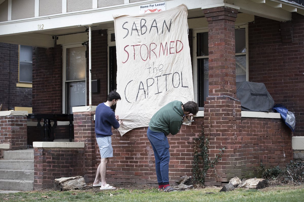 atomicphoto's tweet photo. Ohio State students preparing for tonight's #CFBPlayoff  national title game with a message about Nick Saban https://t.co/3IWsASvK13