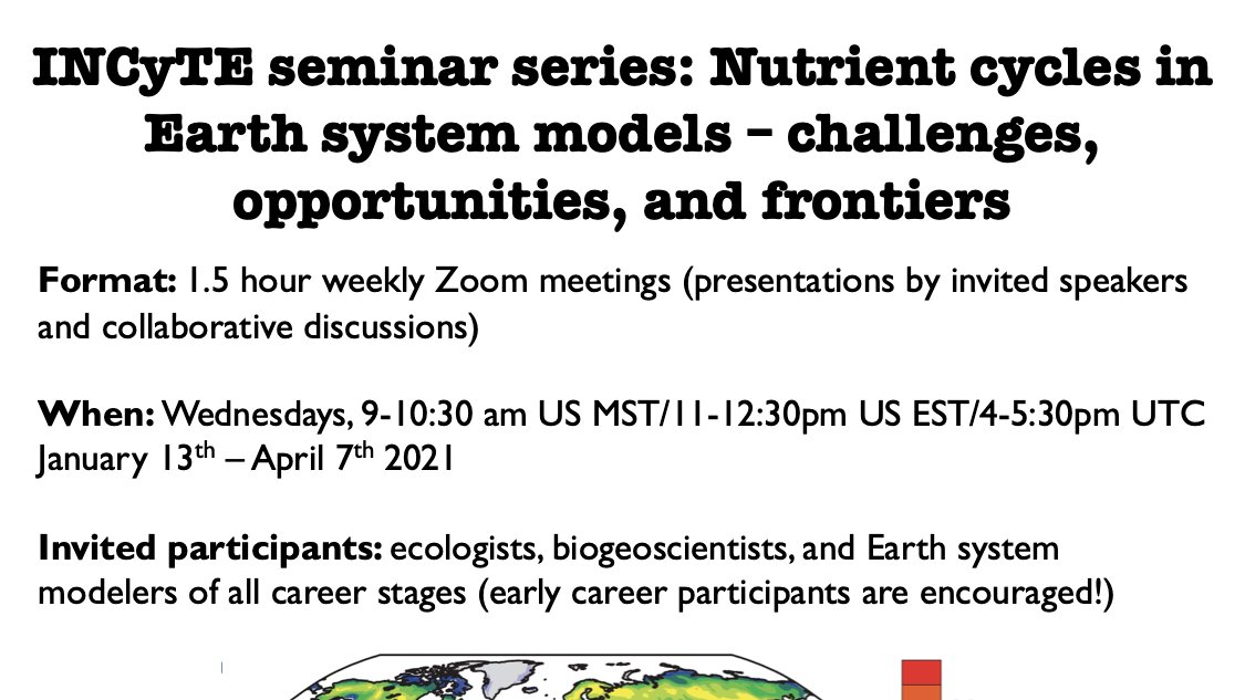 Our seminar series on nutrient cycles in Earth system models starts THIS WEDNESDAY! Be sure to register if you haven't already!

cfc.umt.edu/research/incyt…