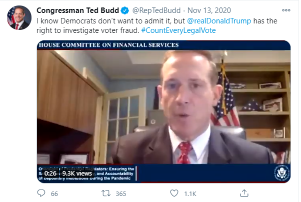 /9 - On Nov 13th, he does a video attacking Democrats saying they don't want to admit that Trump has the right to investigate Voter Fraud (this tweet is designed to make you think there is fraud.)