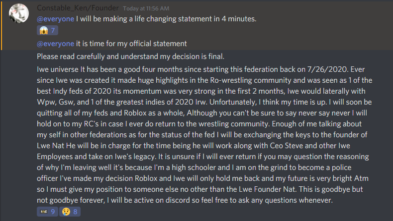 NetworkIwe's tweet photo. It has been revealed the Founder and Former Chairman Constable_Ken is stepping down from the Robloxian community. Farewell @ConstableKen1 https://t.co/lbHCCHEYz0