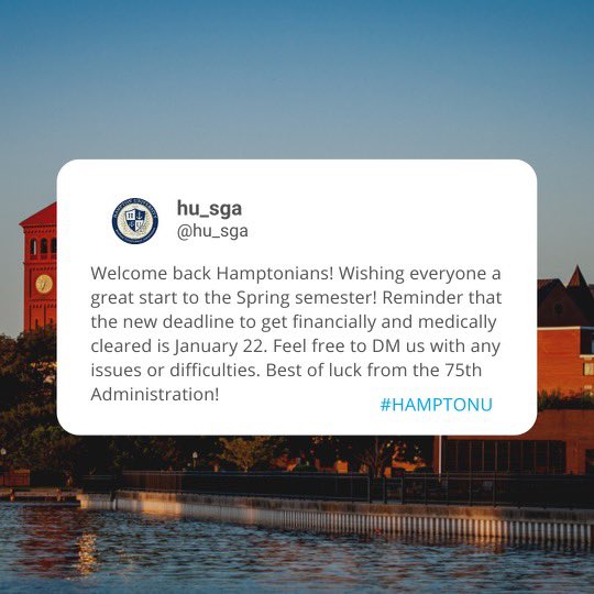 Happy First Day of Classes, Hamptonians!👇🏽