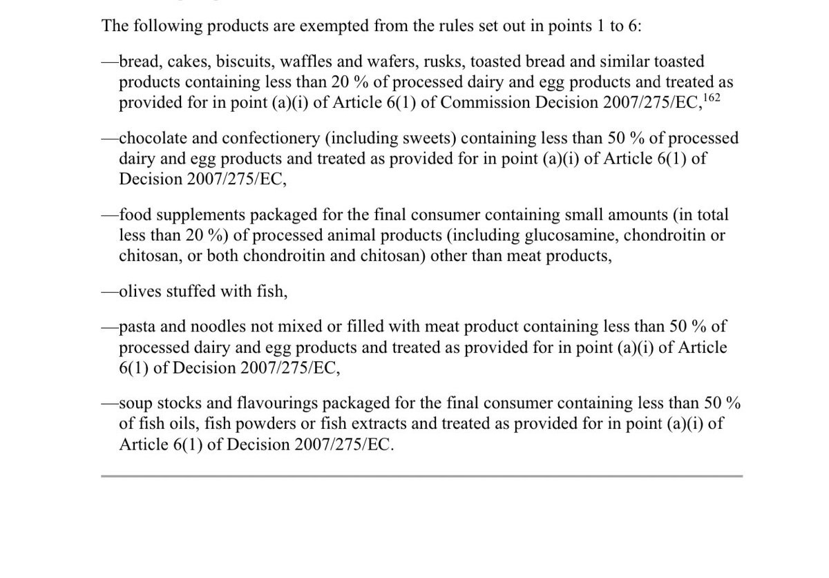 More exemptions that you can pack in your cross channel lunch box... Bread (hence the driver asking if the Dutch customs would only confiscate the ham in his sarnie - they refused)Cake and chocolate...PastaAnd the oddly specific “fish stuffed olives”