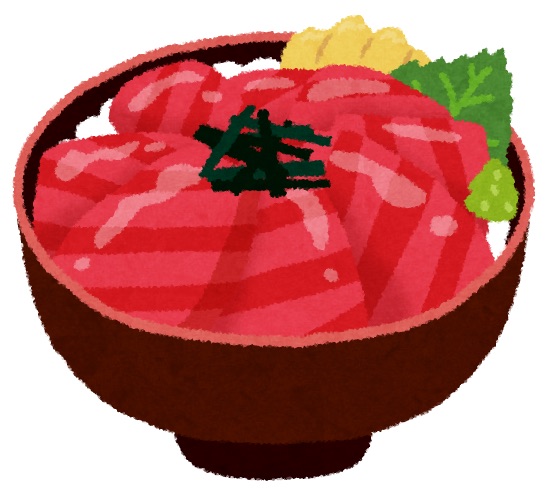 井原憲吾 月曜日の昼食 海鮮丼 吸物 海鮮丼の具はまぐろ かんぱち イラストはイメージです