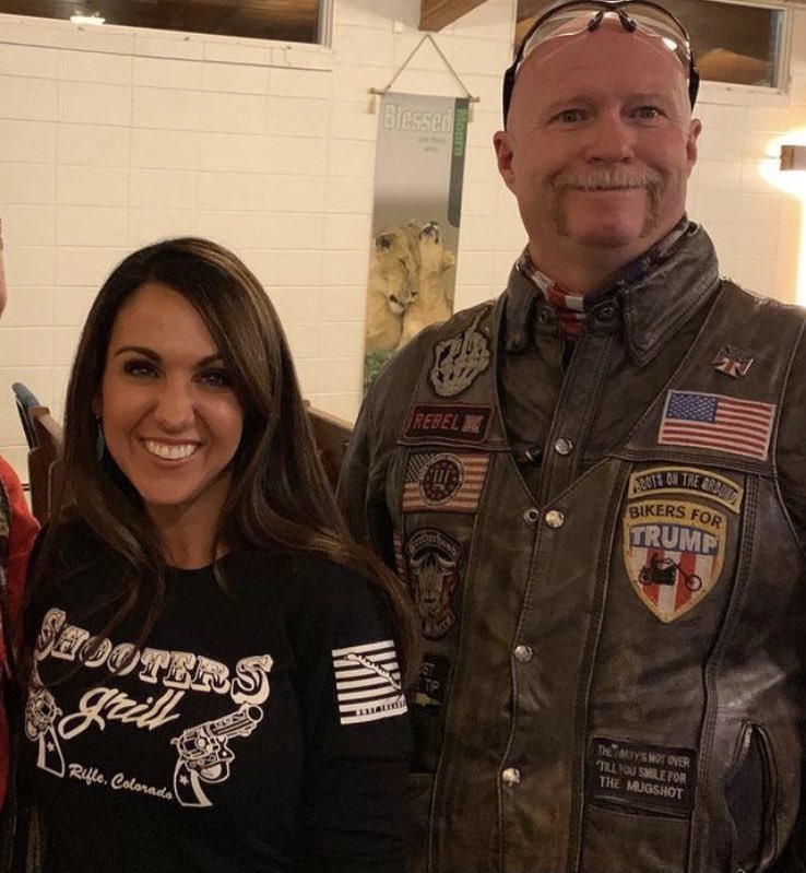 Lauren Boebert posted this pic of herself hanging out with a Three Percenter and Confederate flag wearer.