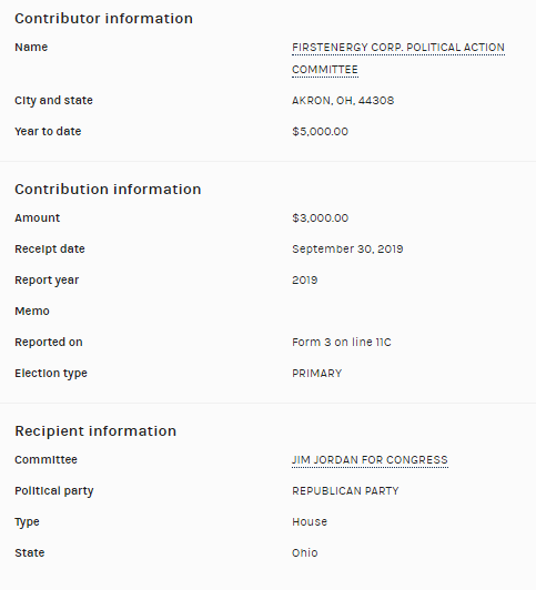 Here's a fun one for Ohio politicos ...The PAC for  @firstenergycorp gave $5K to  @Jim_Jordan this cycle.