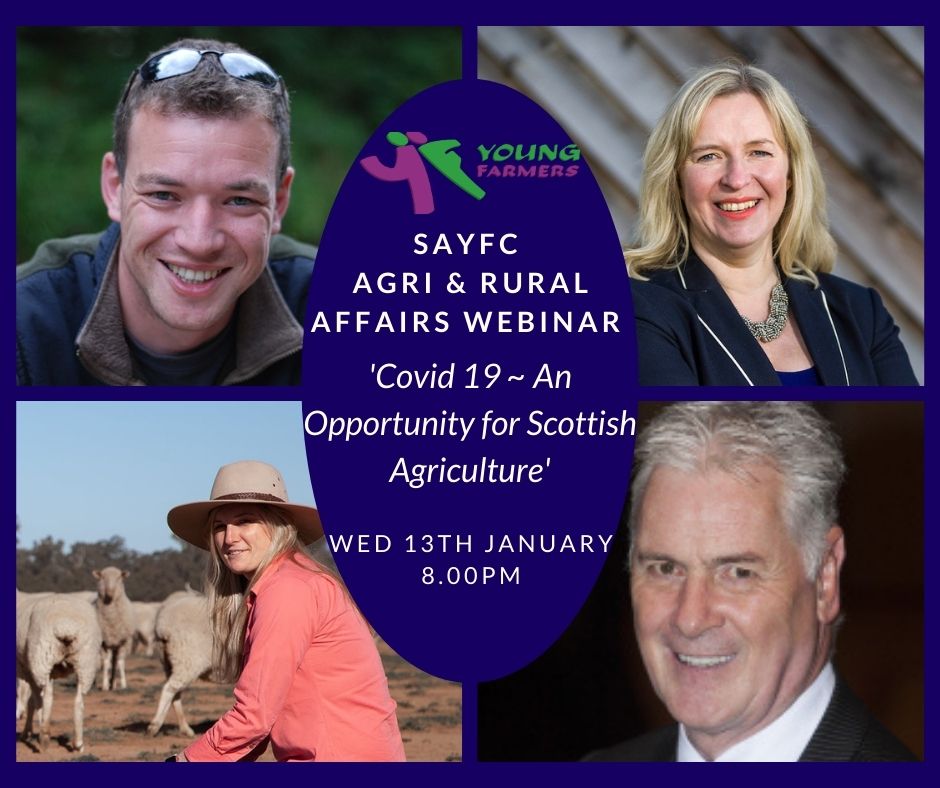 Agri &amp; Rural Affairs Webinar - ‘Covid 19 – An Opportunity for Scottish Agriculture’ is this Wednesday at 8.00pm. 
Full details are on the sayfc website sayfc.org/members/member…