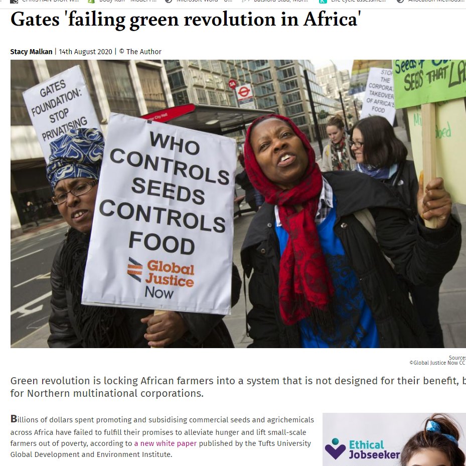 So how is Mr Gates involvement in agriculture for his 'green' revolution going? Helping Black Lives is it? So once again, back to them carving up Africa for their own ends. These WEF people EVIL, & I'm getting sick of liberal left pandering to & defending that uber weathy elite