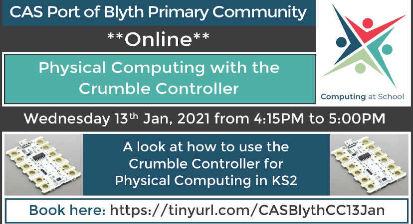 casnortheast's tweet image. This Wednesday the CAS Port of Blyth community are hosting an online event for primary teachers, looking at the Crumble Controller. Find out more and book your FREE place today: bit.ly/3nq5wL6

@CompAtSch #Computing #Primary #CrumbleController
