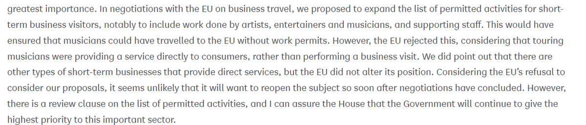 Confused? You would be if you read Lord True's answer to both me last Friday &amp; to @whiterhino1949 [30/12/2020] on visas for performing artists in the UK-EU Trade Deal, and given this report independent.co.uk/news/uk/politi… .Answers needed!!!