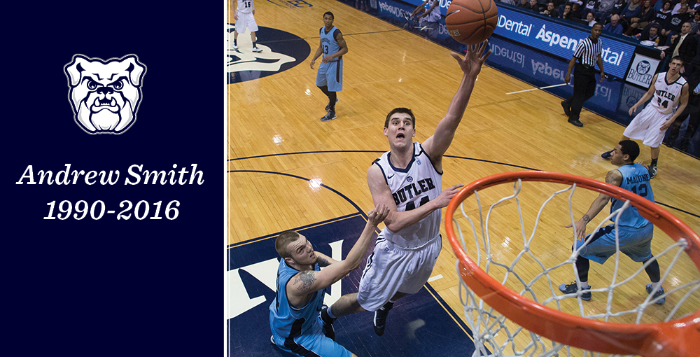 Butler Basketball (@butlermbb) on Twitter photo Five years ago today, we lost Andrew Smith. His legacy lives on in many ways, including <a href="/JoinProject44/">Project 44</a>. We miss you, big man. #AlwaysADawg Five years ago today, we lost Andrew Smith. His legacy lives on in many ways, including <a href="/JoinProject44/">Project 44</a>. We miss you, big man. #AlwaysADawg