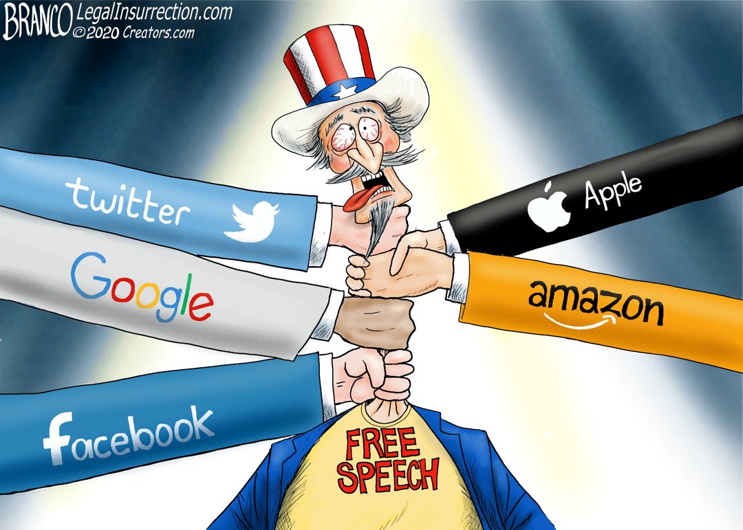 A.F. Branco Cartoon – 2021st Amendment legalinsurrection.com/2021/01/branco… #Communists #BigTech #FreeSpeech #censorship2021 #1stAmendment