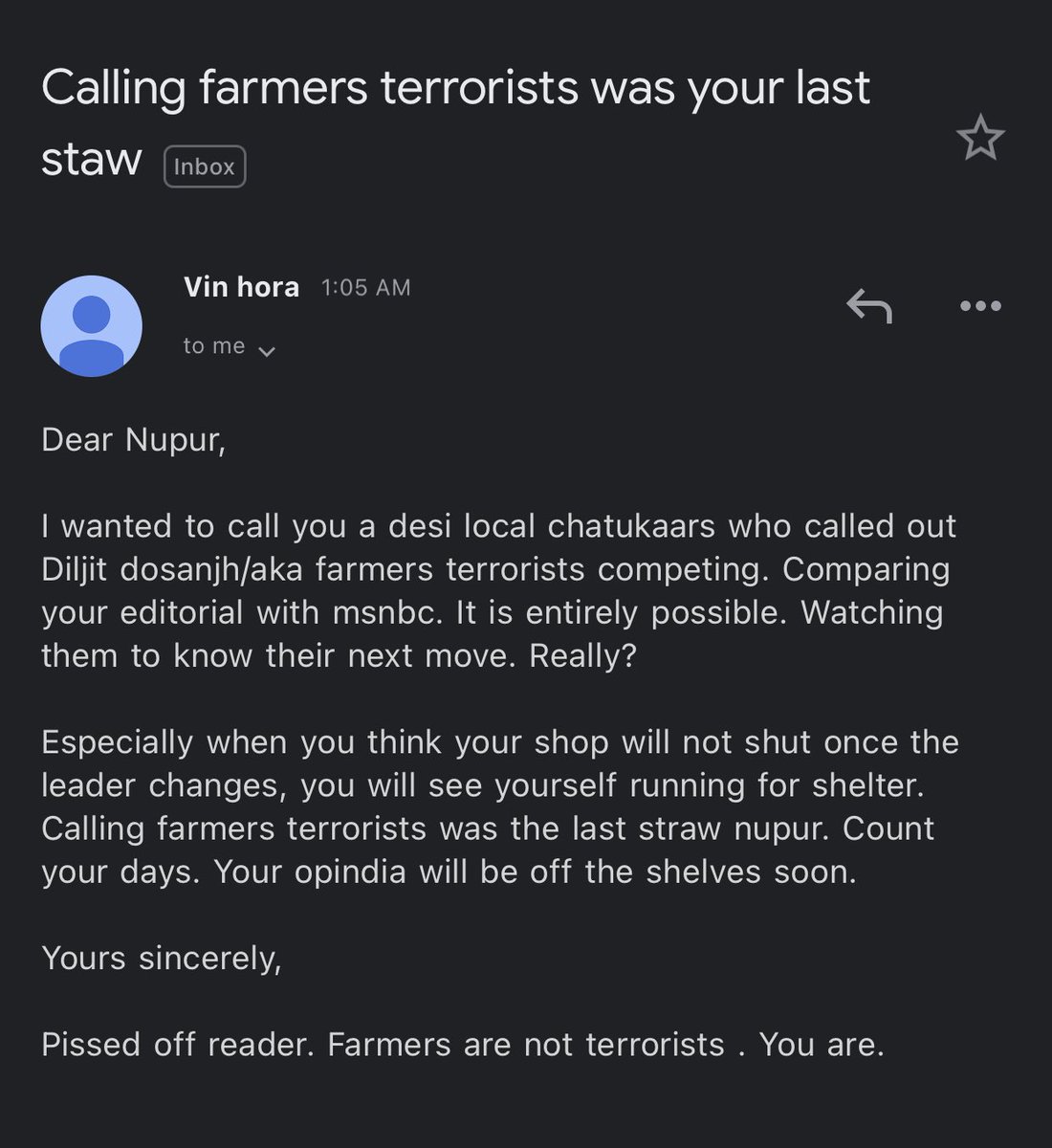Very interesting modus operandi and I refuse to believe this is not coordinated. Random trolls don’t invest this sort of time in being meticulous. This is the email I got just moments ago. Stay this me, this is a thread