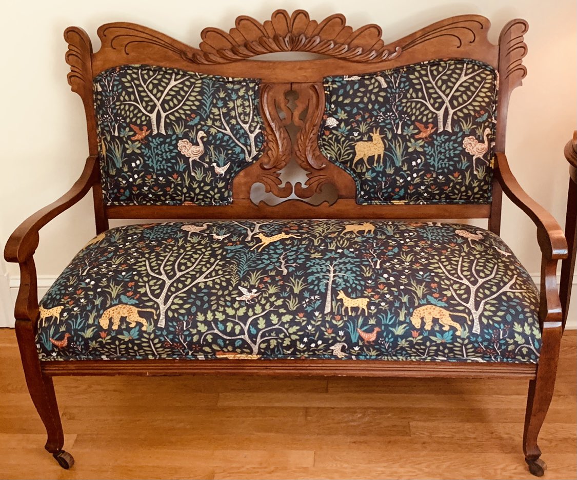 My home, my happy place! A settee reimagined! Found something special in a consignment store, picked a bold fabric a currently enjoying a unique piece in my house. ⁦<a href="/calicocorners/">Calico</a>⁩ #interiordesign #interiordesignideas #interiorstyling #homedecor #lifestyle