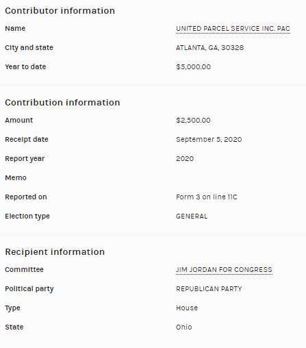 The PAC for  @UPS gave $5K to  @Jim_Jordan this cycle. @UPS_News did not respond to  @JuddLegum when he asked if they would cease donations to congressmembers who objected to the Electoral College certification. https://popular.info/p/three-major-corporations-say-they