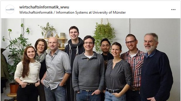 CC_SmarterWork's tweet photo. Today, it was finally our turn to be presented on the instagram page of the department of information systems at @WiwiWWU &amp; @ercisorg.

/w @simonlans @johuellm https://t.co/FN06ZE3IHu